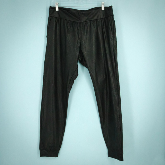 Commando Revolve Size Large L Black Faux Leather Jogger Pull On Pants Leggings - Picture 1 of 6